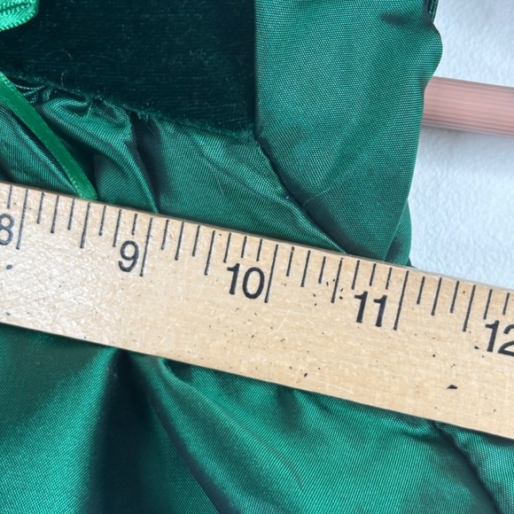 VTG 90s Christmas Dress 6M Bryan Green Holiday Classic Puff Sleeve Satin Velvet - Picture 7 of 8